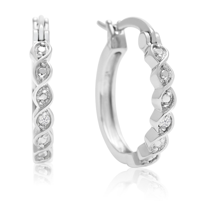 Diamond Twist Hoop Earrings, 1/2 Inch,  by SuperJeweler