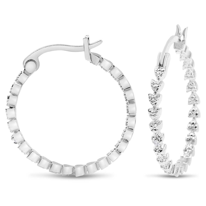 Classic Diamond Hoop Earrings, 1 Inch,  by SuperJeweler