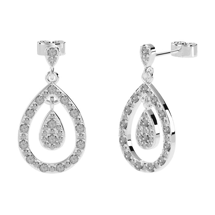 1/2 Carat Natural Rose Cut Diamond Teardrop Earrings, 3/4 Inch,  by SuperJeweler