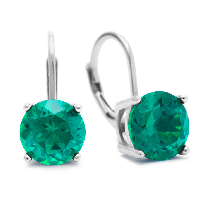 5 1/2 Carat Created Emerald Leverback Earrings in Sterling Silver by SuperJeweler