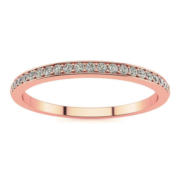 1/10 Carat Micropave Diamond Wedding Band in Rose Gold (1.2 g), , Size 3 by SuperJeweler