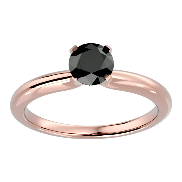 1 Carat Black Diamond Solitaire Engagement Ring in 14K Rose Gold (3 g) by SuperJeweler