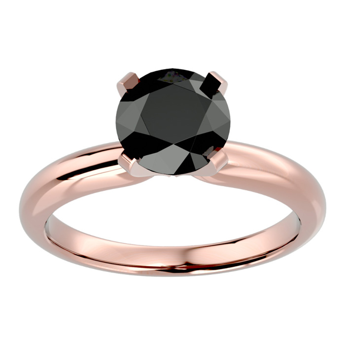 2 Carat Black Diamond Solitaire Engagement Ring in 14K Rose Gold (4 g) by SuperJeweler