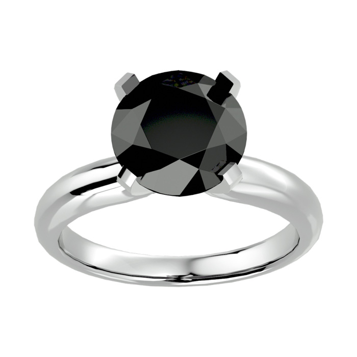 4 Carat Black Diamond Solitaire Engagement Ring in 14K White Gold (5 g), Size 4 by SuperJeweler