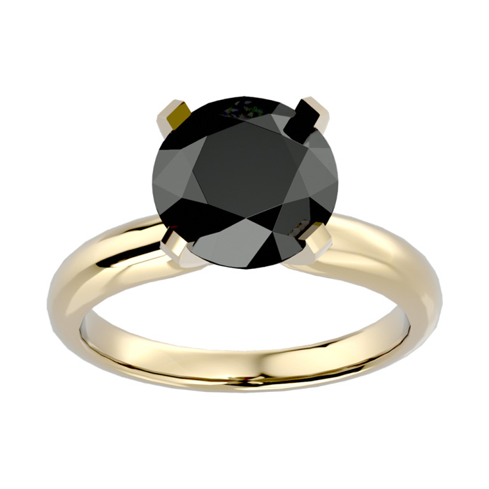 4 Carat Black Diamond Solitaire Engagement Ring in 14K Yellow Gold (5 g), Size 4 by SuperJeweler