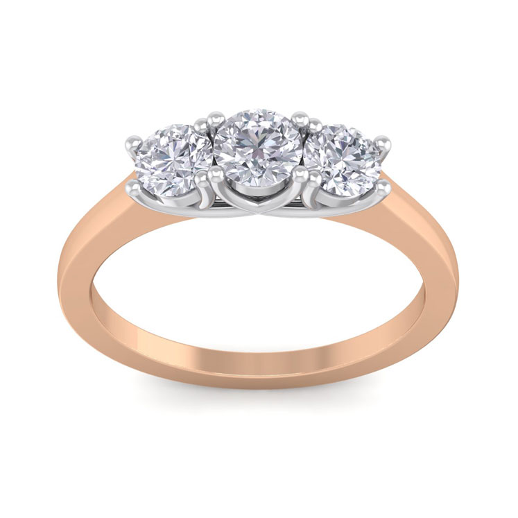 1 Carat Three 3 Diamond Ring in 14K Rose Gold (3.30 g) (, SI2-I1), Size 5.5 by SuperJeweler