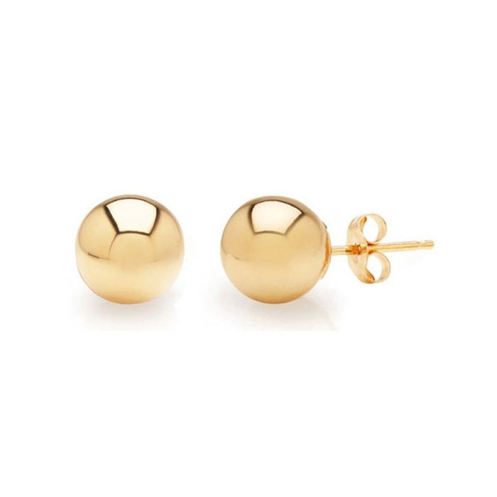 24K Yellow Gold (1.50 g) Vermeil Polish Finished 7mm Ball Stud Earrings w/ Friction Backs in Sterling Silver by SuperJeweler