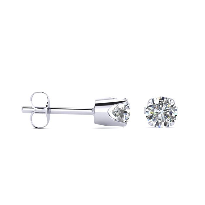 1/4 Carat Round Moissanite Stud Earrings in Sterling Silver, Diamond Equivalent G-H Color, VS1-VS2 by SuperJeweler