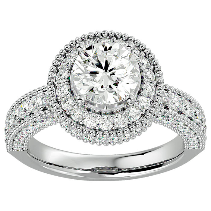 2 3/4 Carat Halo Diamond Engagement Ring in 14K White Gold (3 g) (  SI2-I1)  Size 5 by SuperJeweler