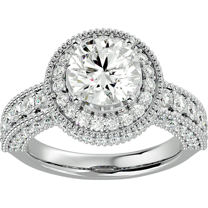 3 1/2 Carat Halo Diamond Engagement Ring in 14K White Gold (4.40 g) (  SI2-I1)  Size 7.5 by SuperJeweler