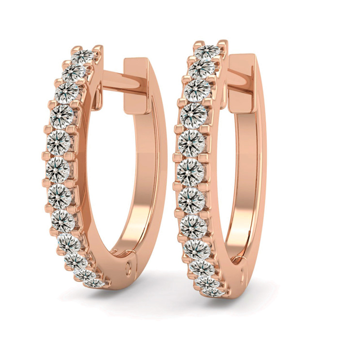 1/8 Carat Diamond Men's Hoop Earrings In 14K Rose Gold (1.90 G),  By SuperJeweler