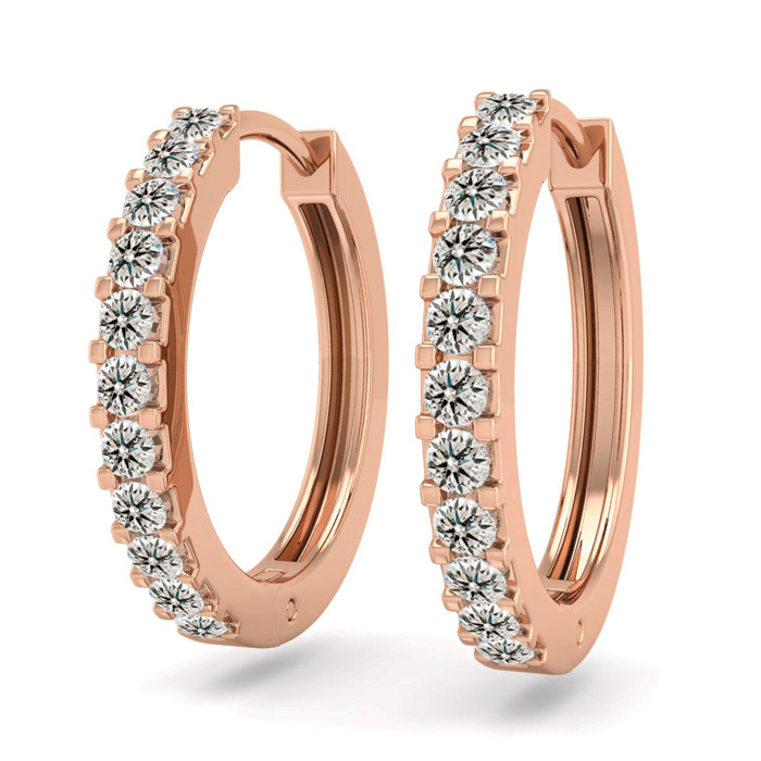 1/5 Carat Diamond Men's Hoop Earrings In 14K Rose Gold (2.10 G),  By SuperJeweler