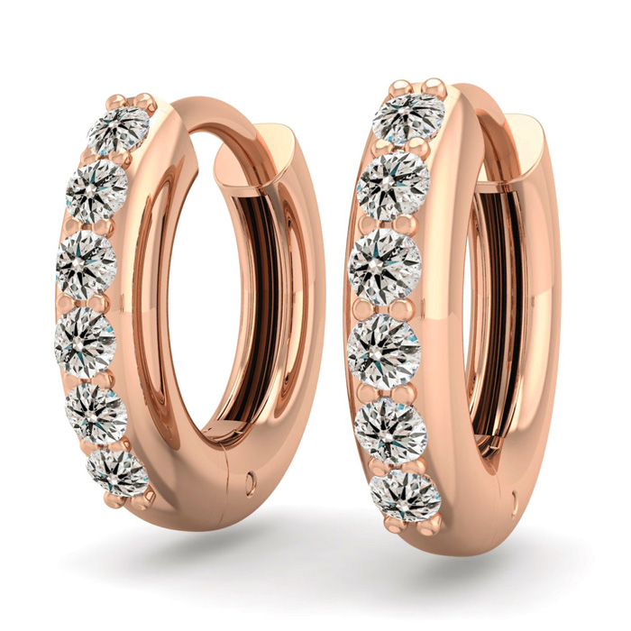 1/4 Carat Diamond Men's Hoop Earrings in 14K Rose Gold (2.70 g),  by SuperJeweler