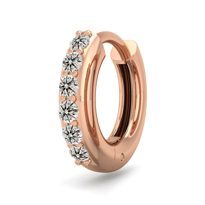 1/8 Carat Diamond Single Men's Hoop Earring in 14K Rose Gold (1.30 g),  by SuperJeweler