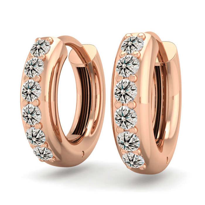 1/3 Carat Diamond Men's Hoop Earrings in 14K Rose Gold (3.50 g),  by SuperJeweler