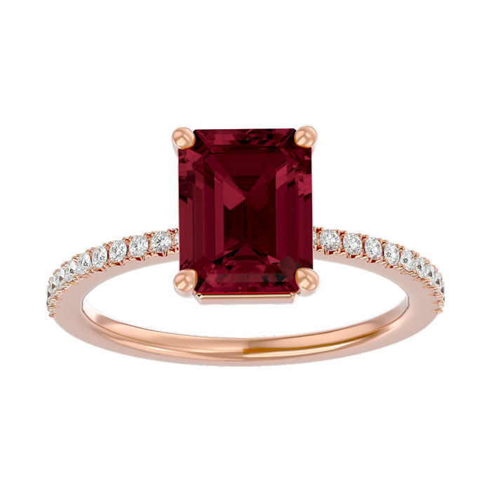 3 Carat Garnet & 22 Diamond Ring in 14K Rose Gold (3 g), , Size 4 by SuperJeweler