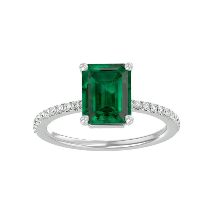 2 1/3 Carat Emerald Cut & 22 Diamond Ring in 14K White Gold (3 g), , Size 4 by SuperJeweler