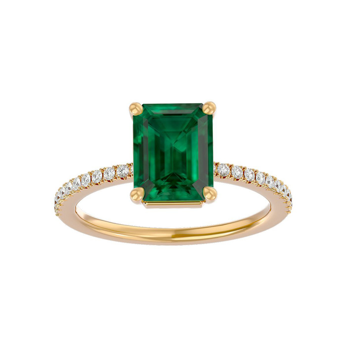 2 1/3 Carat Emerald Cut & 22 Diamond Ring in 14K Yellow Gold (3 g), , Size 4 by SuperJeweler