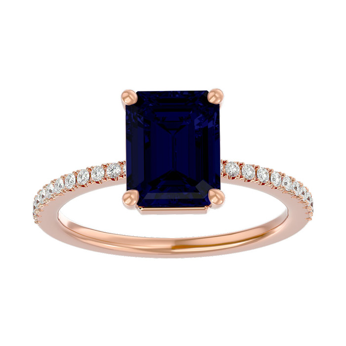 3 Carat Sapphire & 22 Diamond Ring In 14K Rose Gold (3 G), , Size 4 By SuperJeweler