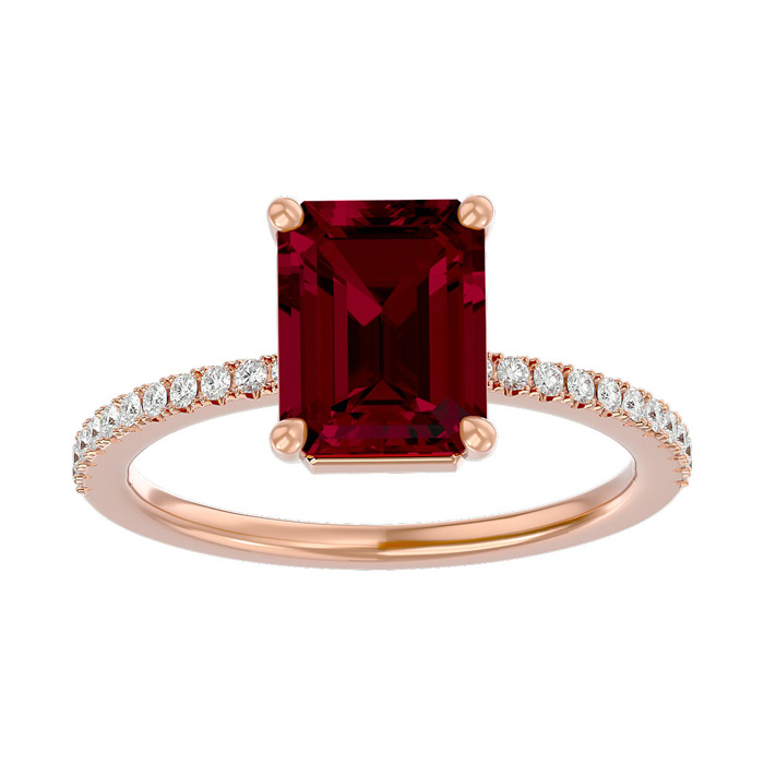 3 Carat Ruby & 22 Diamond Ring In 14K Rose Gold (3 G), , Size 4 By SuperJeweler