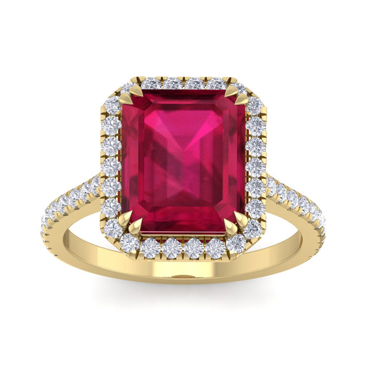 7 1/2 Carat Ruby & 48 Diamond Ring in 14K Yellow Gold (3.80 g), , Size 4 by SuperJeweler