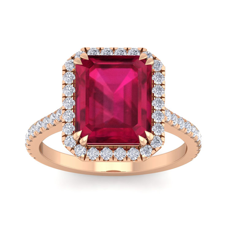 7 1/2 Carat Ruby & 48 Diamond Ring In 14K Rose Gold (3.80 G), , Size 4 By SuperJeweler