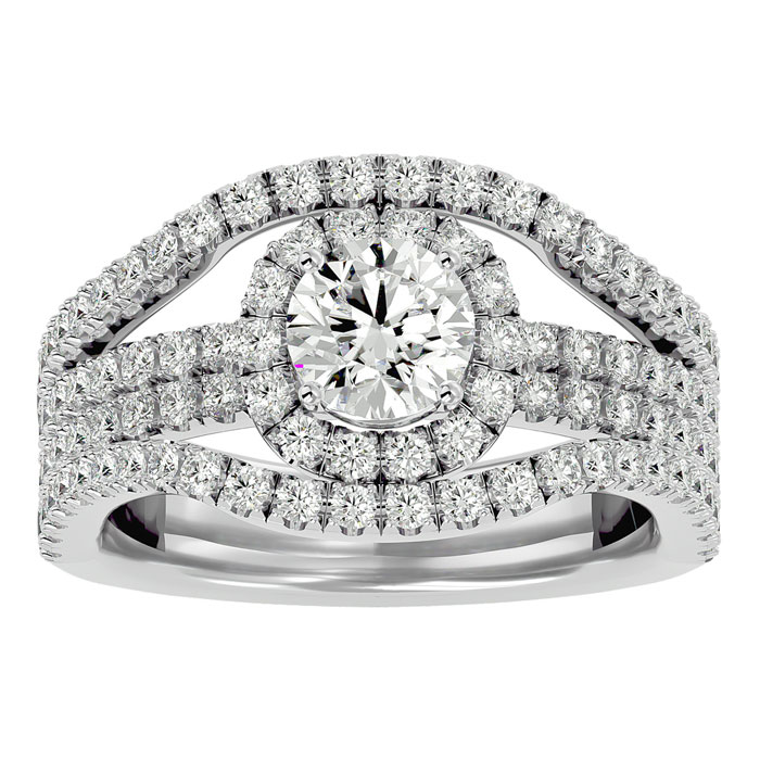 2 Carat Halo Diamond Engagement Ring in 14K White Gold (6.70 g) (