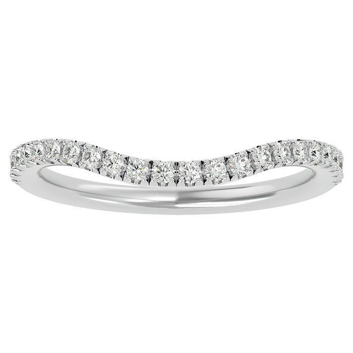 1/4 Carat Moissanite Wedding Band in 14K White Gold (2.3 g), E/F Color, Size 4 by SuperJeweler