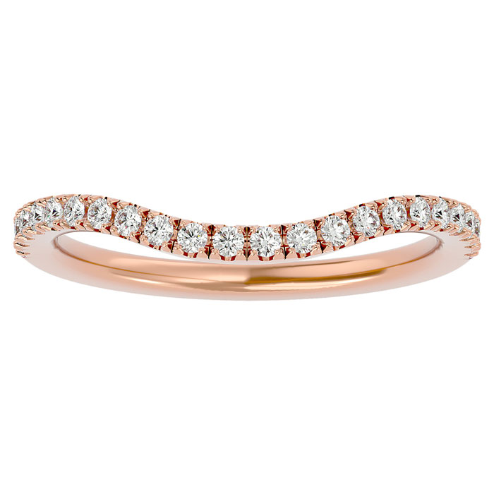 1/4 Carat Moissanite Wedding Band In 14K Rose Gold (2.3 G), E/F Color, Size 4 By SuperJeweler