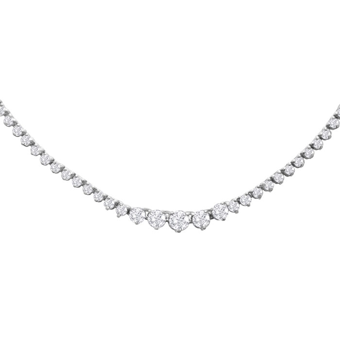 Graduated 5 Carat Diamond Tennis Necklace In 14K White Gold (17 G) (, I1-I2), 17 Inch Chain By SuperJeweler