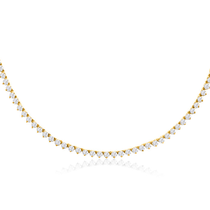 10 Carat Diamond Tennis Necklace in 14K Yellow Gold (15.5 g) (  I