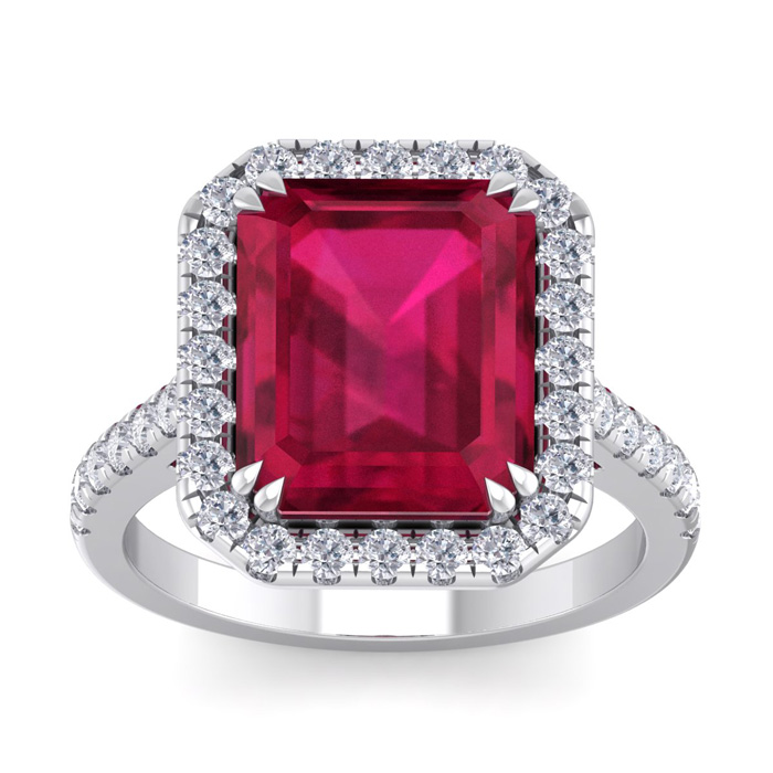 9 Carat Ruby & 38 Diamond Ring in 14K White Gold (4.80 g), , Size 4 by SuperJeweler