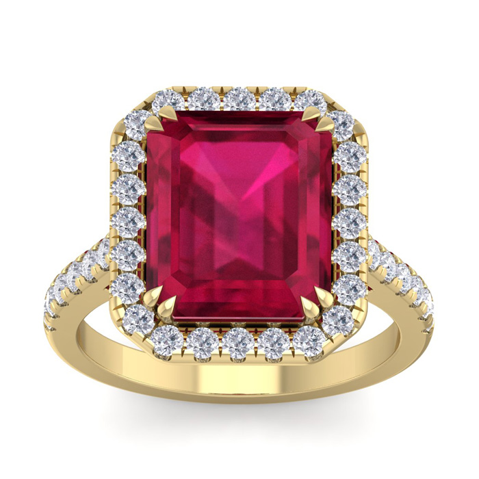9 Carat Ruby & 38 Diamond Ring In 14K Yellow Gold (4.80 G), , Size 4 By SuperJeweler