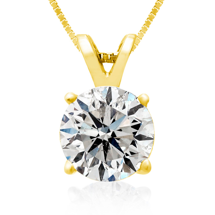 2 Carat Diamond Pendant Necklace In 14k Yellow Gold, , 18 Inch Chain By SuperJeweler