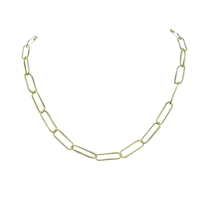 14K Yellow Gold (5.90 G) Over Sterling Silver Textured Paperclip Chain Necklace, 18 Inches By SuperJeweler