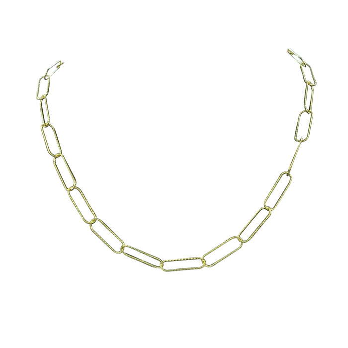 14K Yellow Gold (5.90 g) Over Sterling Silver Textured Paperclip Chain Necklace, 18 Inches by SuperJeweler