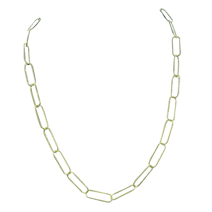 14K Yellow Gold (6.30 g) Over Sterling Silver Textured Paperclip Chain Necklace, 20 Inches by SuperJeweler