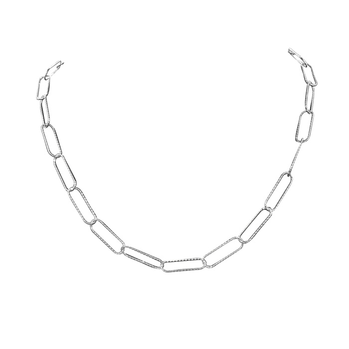 925 Sterling Silver Textured Paperclip Chain Necklace, 18 Inches By SuperJeweler