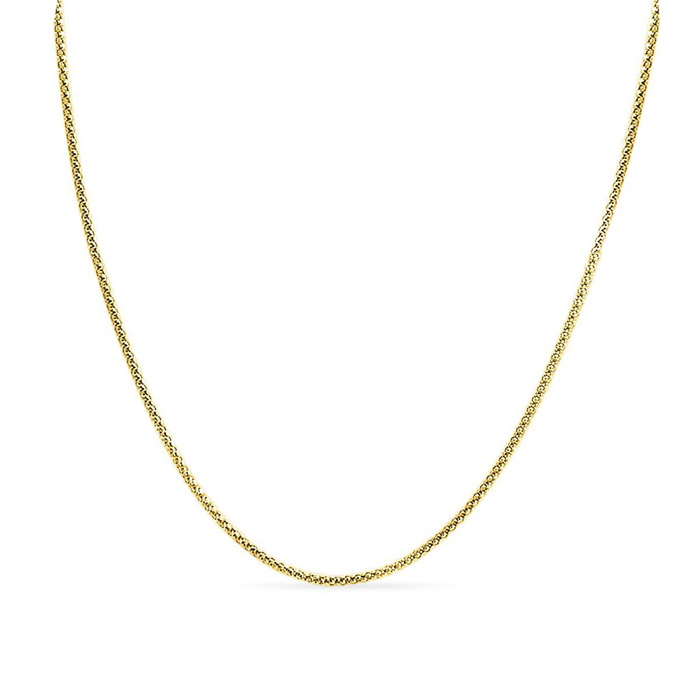 14K Yellow Gold (8.60 g) Over Sterling Silver 4.9mm Popcorn Chain Necklace, 18 Inches by SuperJeweler