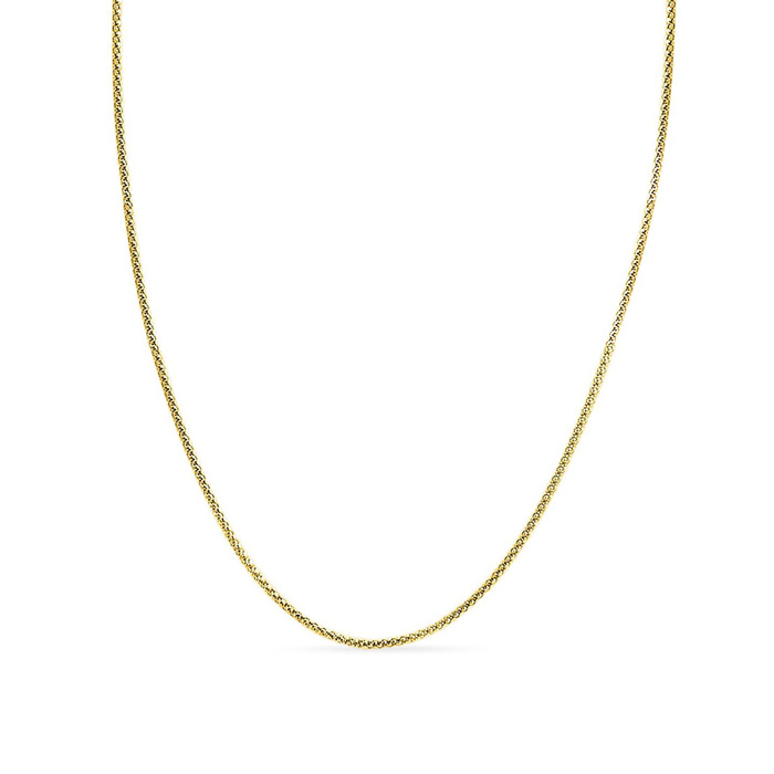 14K Yellow Gold (6.70 g) Over Sterling Silver 3.5mm Popcorn Chain Necklace, 18 Inches by SuperJeweler