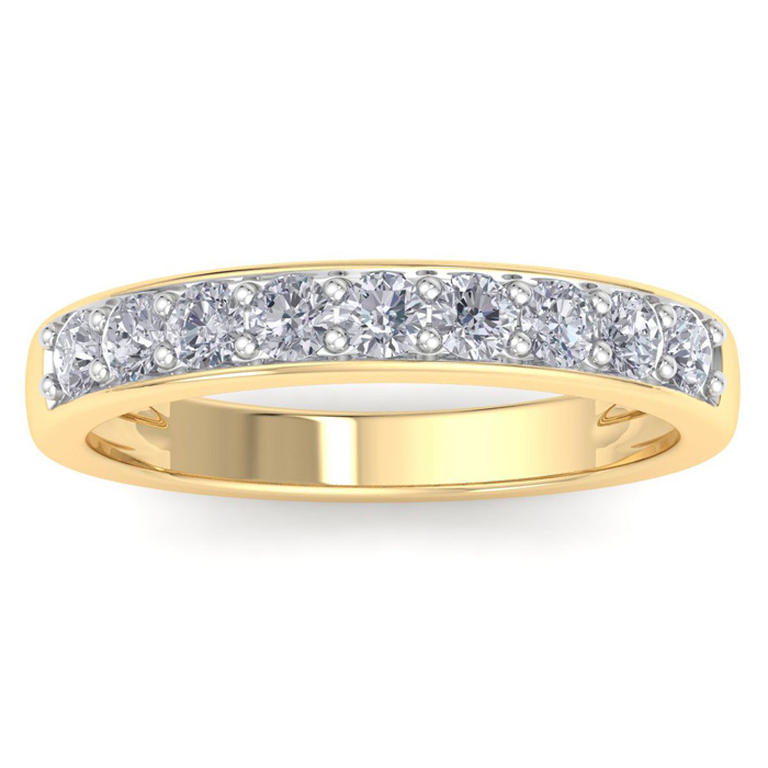 1/2 Carat Diamond Wedding Band in 14K Yellow Gold (, SI2-I1), Size 4 by SuperJeweler