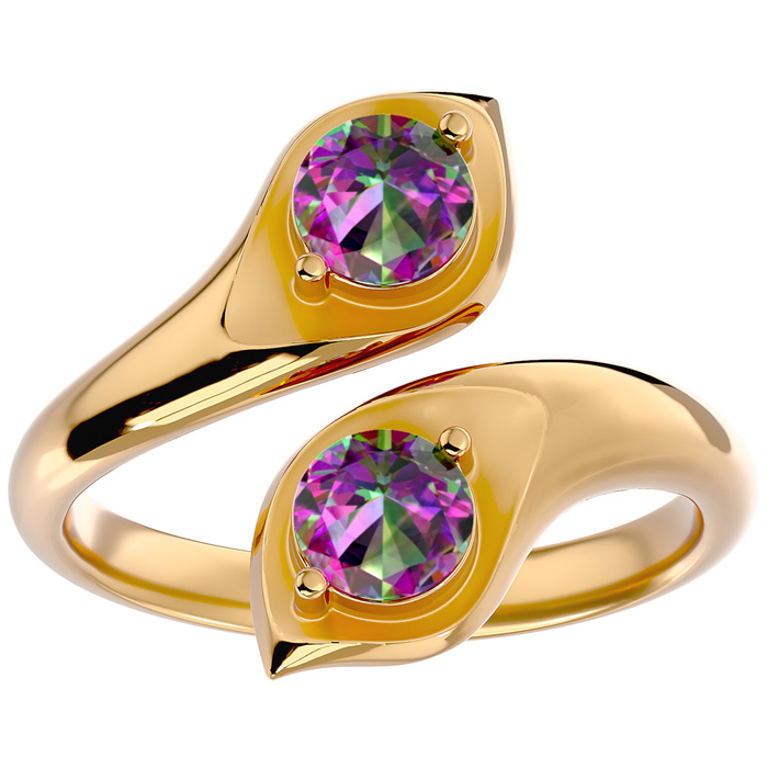 1 Carat Two Stone Mystic Topaz Ring in 14K Yellow Gold (4.70 g), Size 4 by SuperJeweler