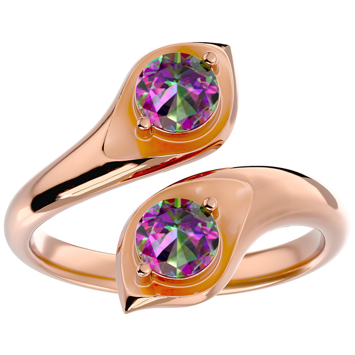 1 Carat Two Stone Mystic Topaz Ring in 14K Rose Gold (4.70 g), Size 4 by SuperJeweler