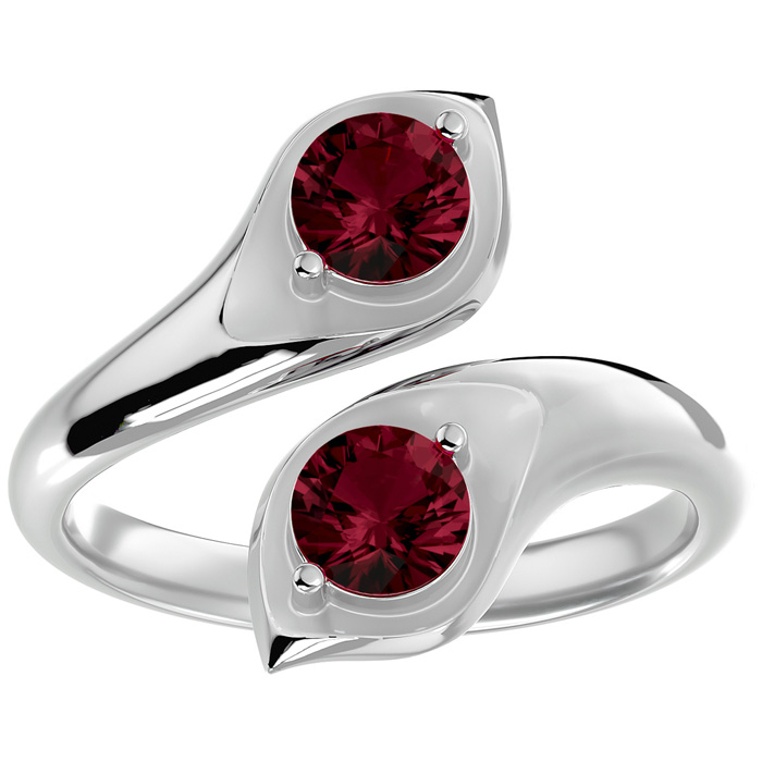 1 Carat Two Stone Garnet Ring in 14K White Gold (4.70 g), Size 4 by SuperJeweler