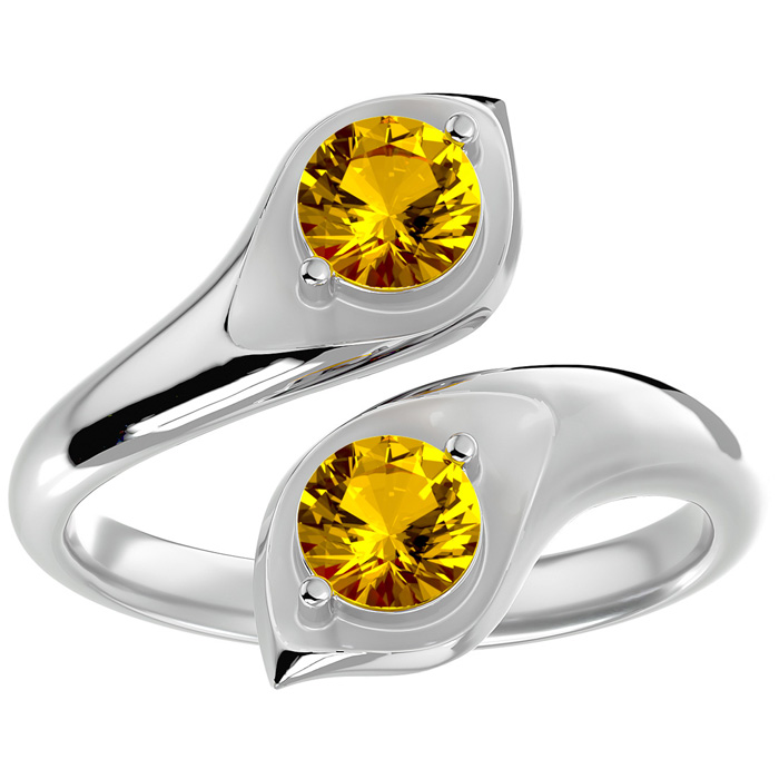 1 Carat Two Stone Citrine Ring in 14K White Gold (4.70 g), Size 4 by SuperJeweler