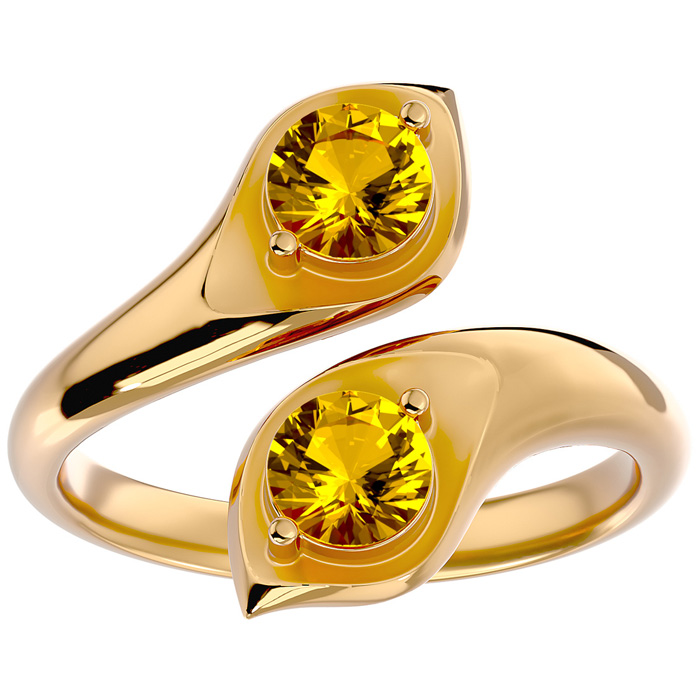 1 Carat Two Stone Citrine Ring in 14K Yellow Gold (4.70 g), Size 4 by SuperJeweler