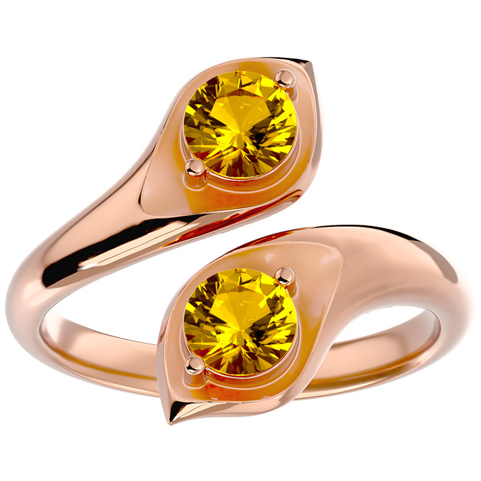 1 Carat Two Stone Citrine Ring in 14K Rose Gold (4.70 g), Size 4 by SuperJeweler