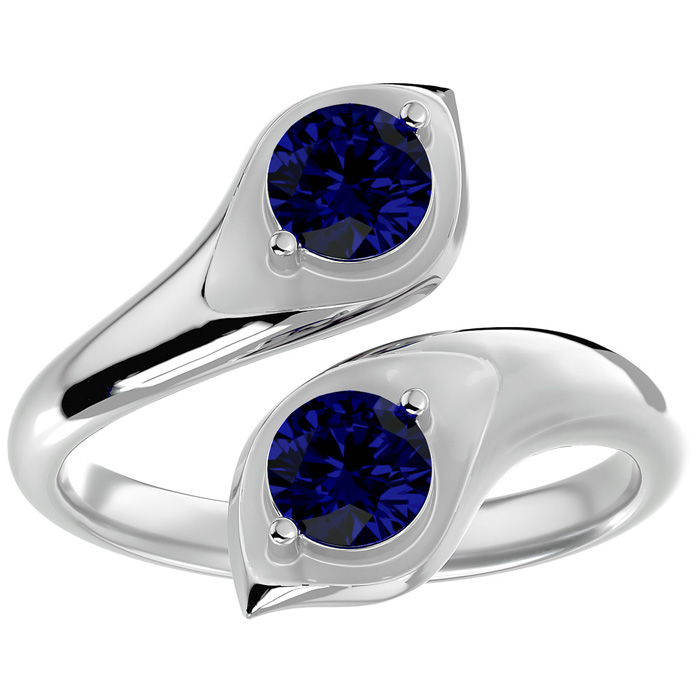 1 Carat Two Stone Sapphire Ring in 14K White Gold (4.70 g), Size 4 by SuperJeweler