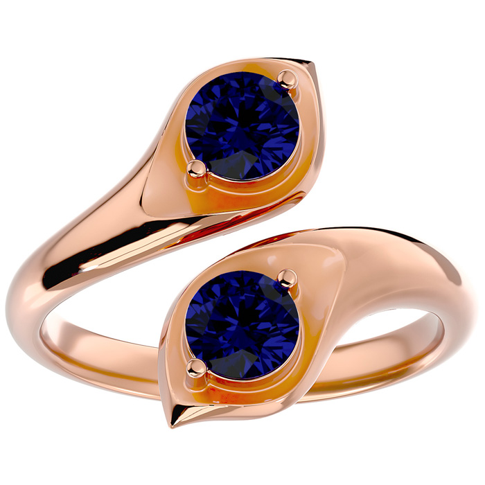 1 Carat Two Stone Sapphire Ring in 14K Rose Gold (4.70 g), Size 4 by SuperJeweler