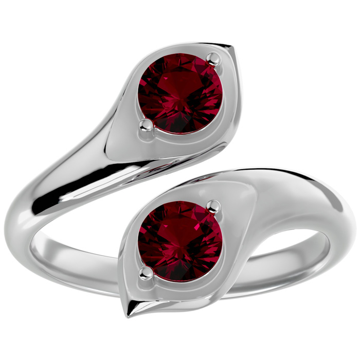 1 Carat Two Stone Ruby Ring in 14K White Gold (4.70 g), Size 4 by SuperJeweler